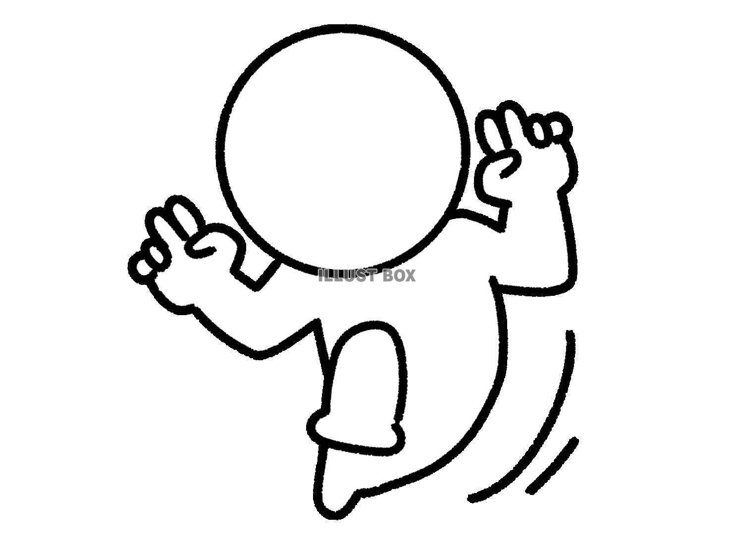 ジャンプしてダブルピースする棒人間