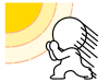 太陽の光を浴びる棒人間