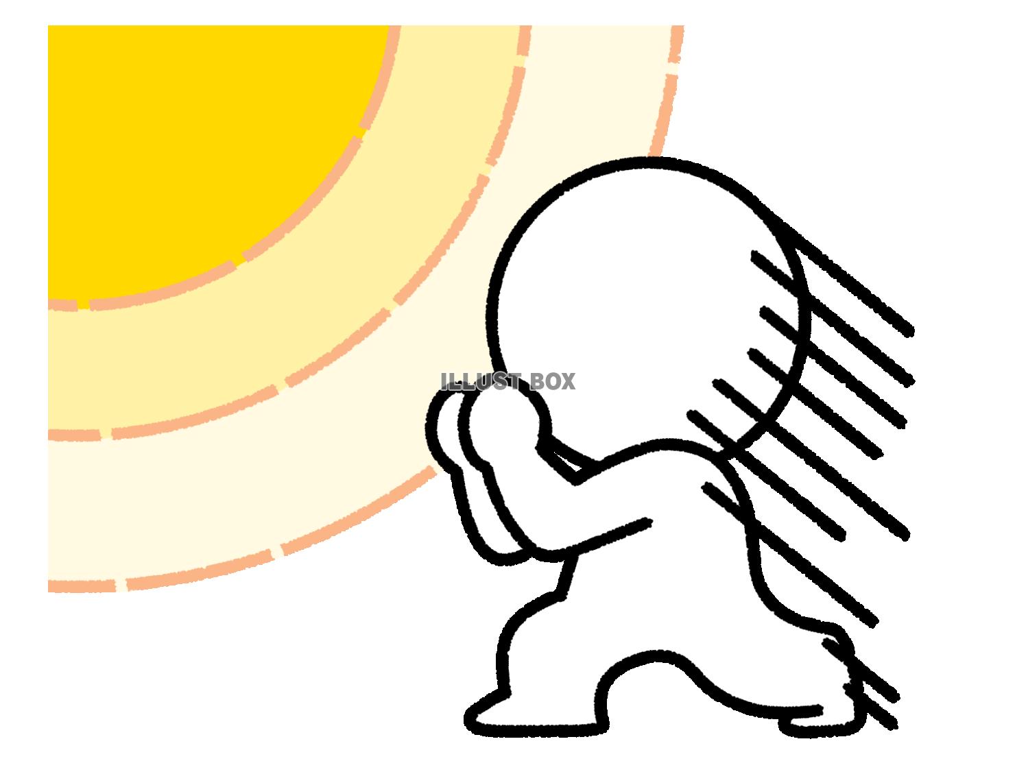 太陽の光を浴びる棒人間