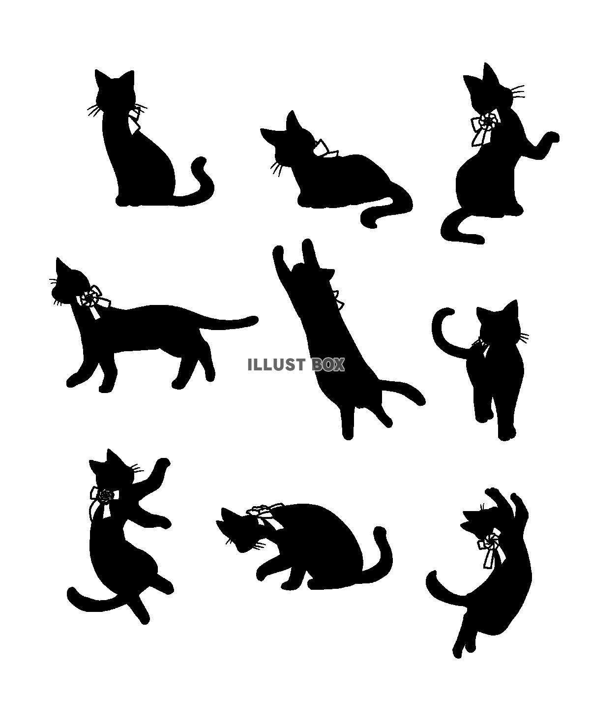 黒猫のポーズ素材