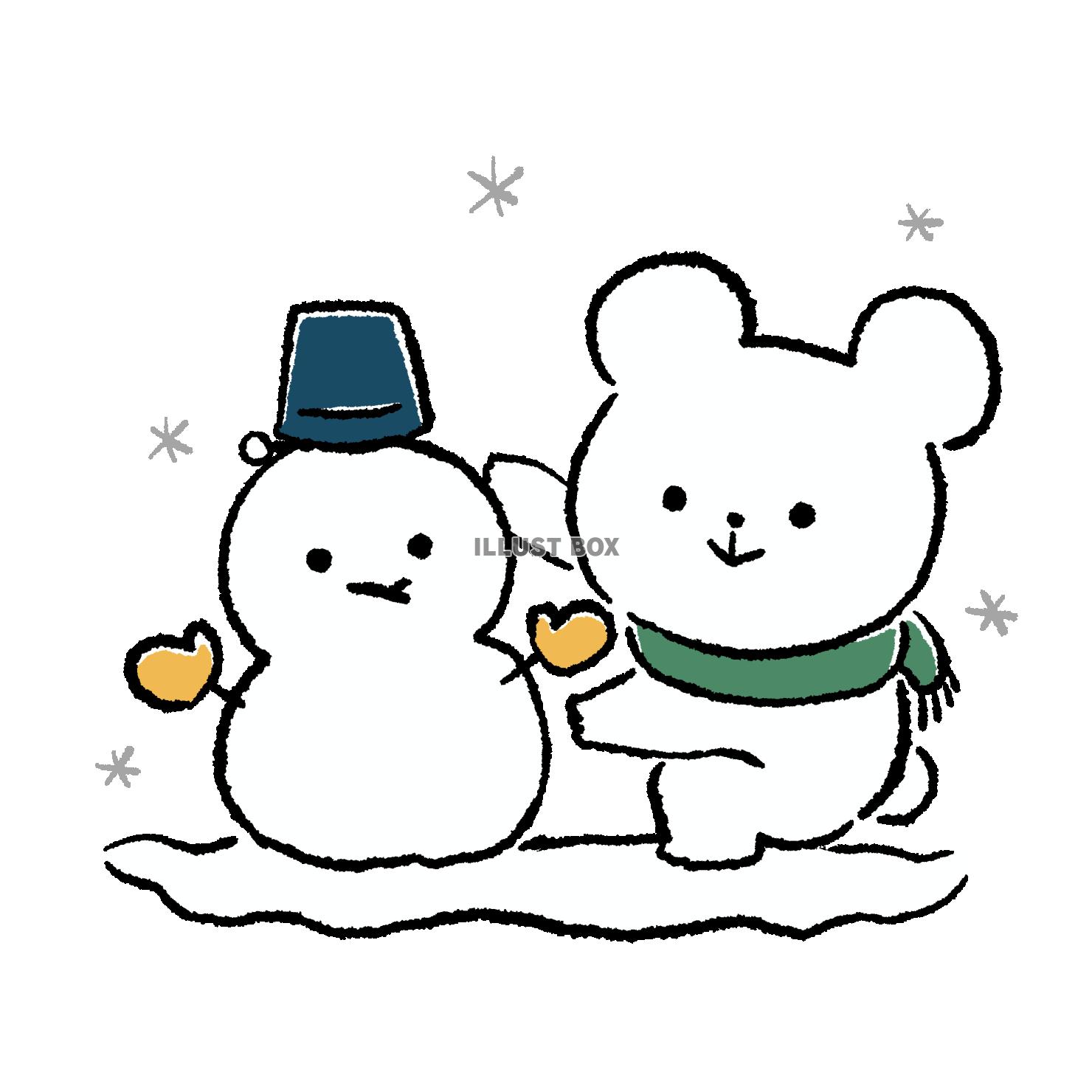 雪だるまをつくるくま