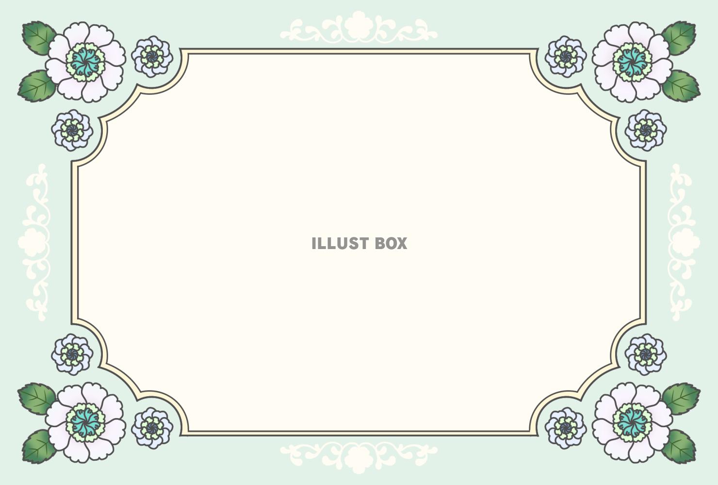 ブルーグリーンの花イラストカード