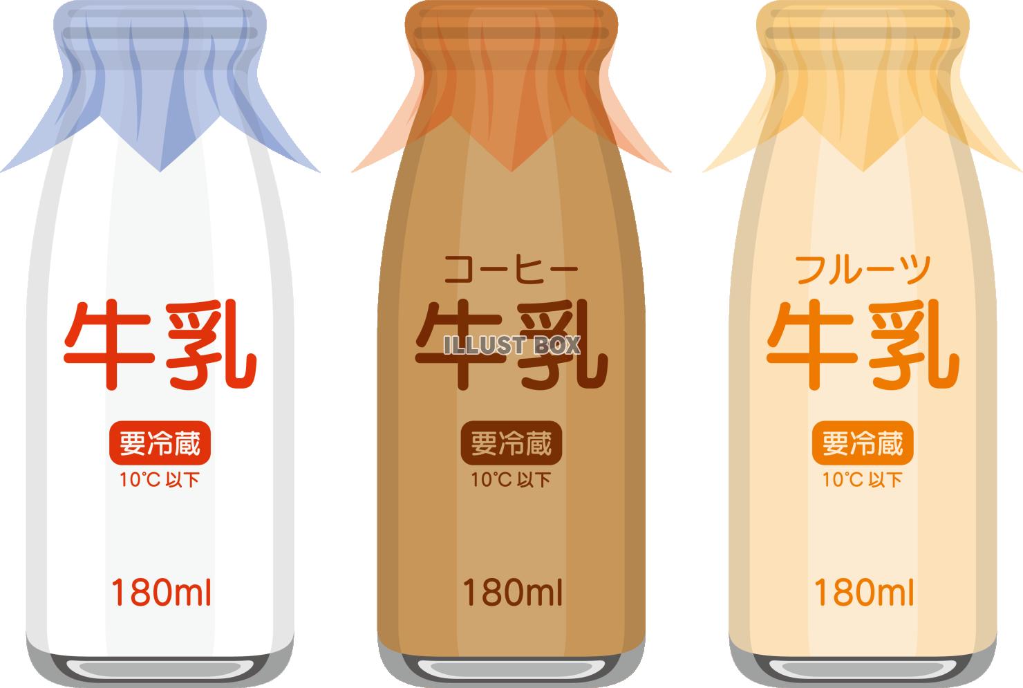 レトロなガラスの瓶牛乳のセット