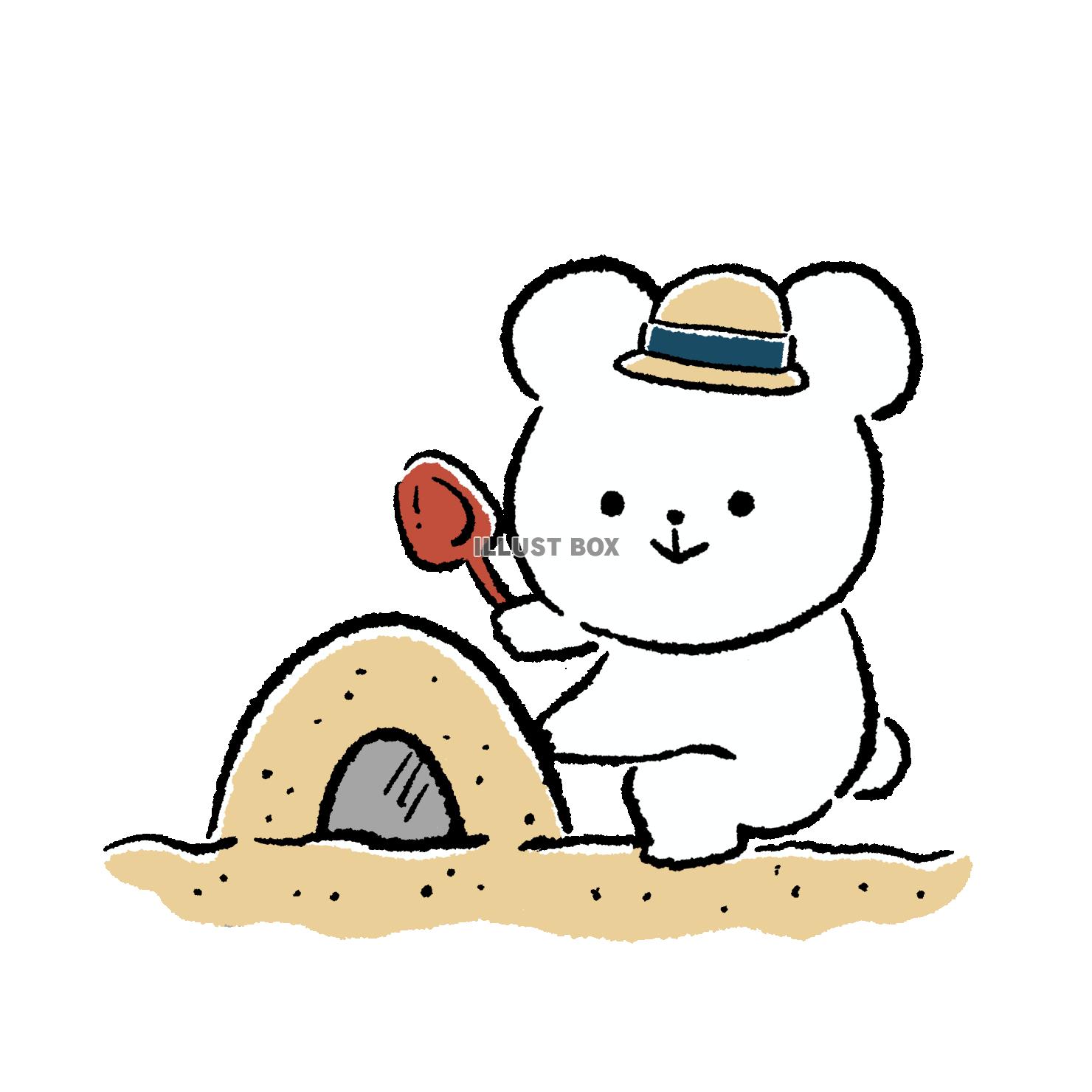砂山をつくるくま