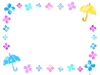 傘とあじさいフレーム　透過png