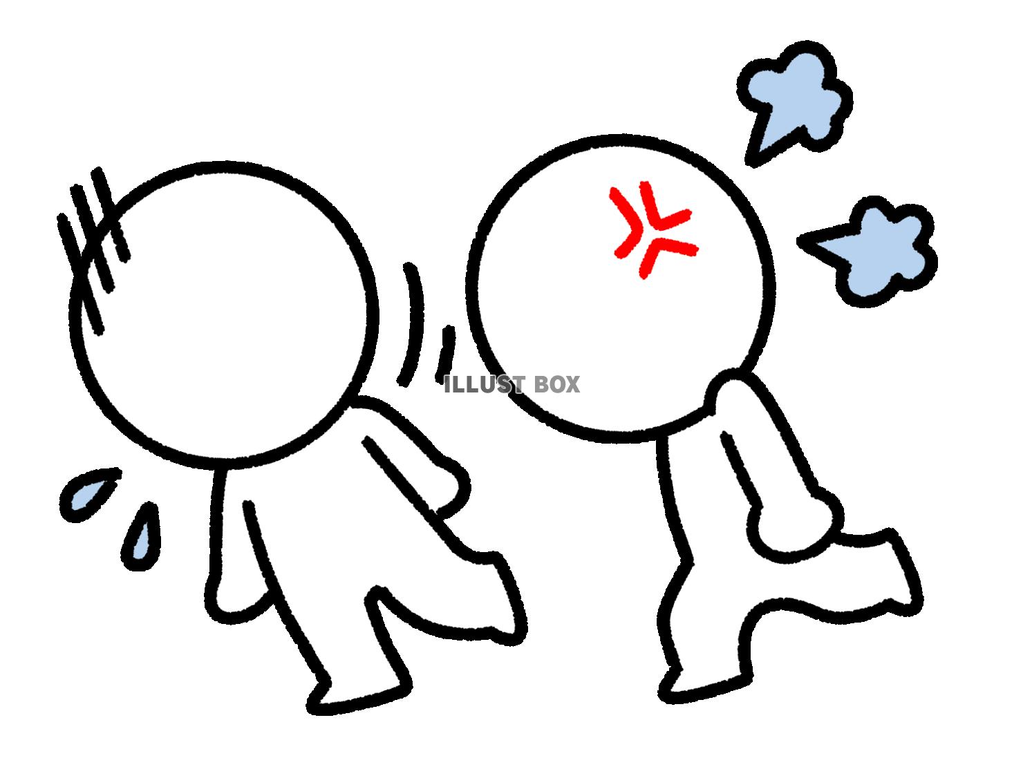 怒る棒人間と逃げる棒人間