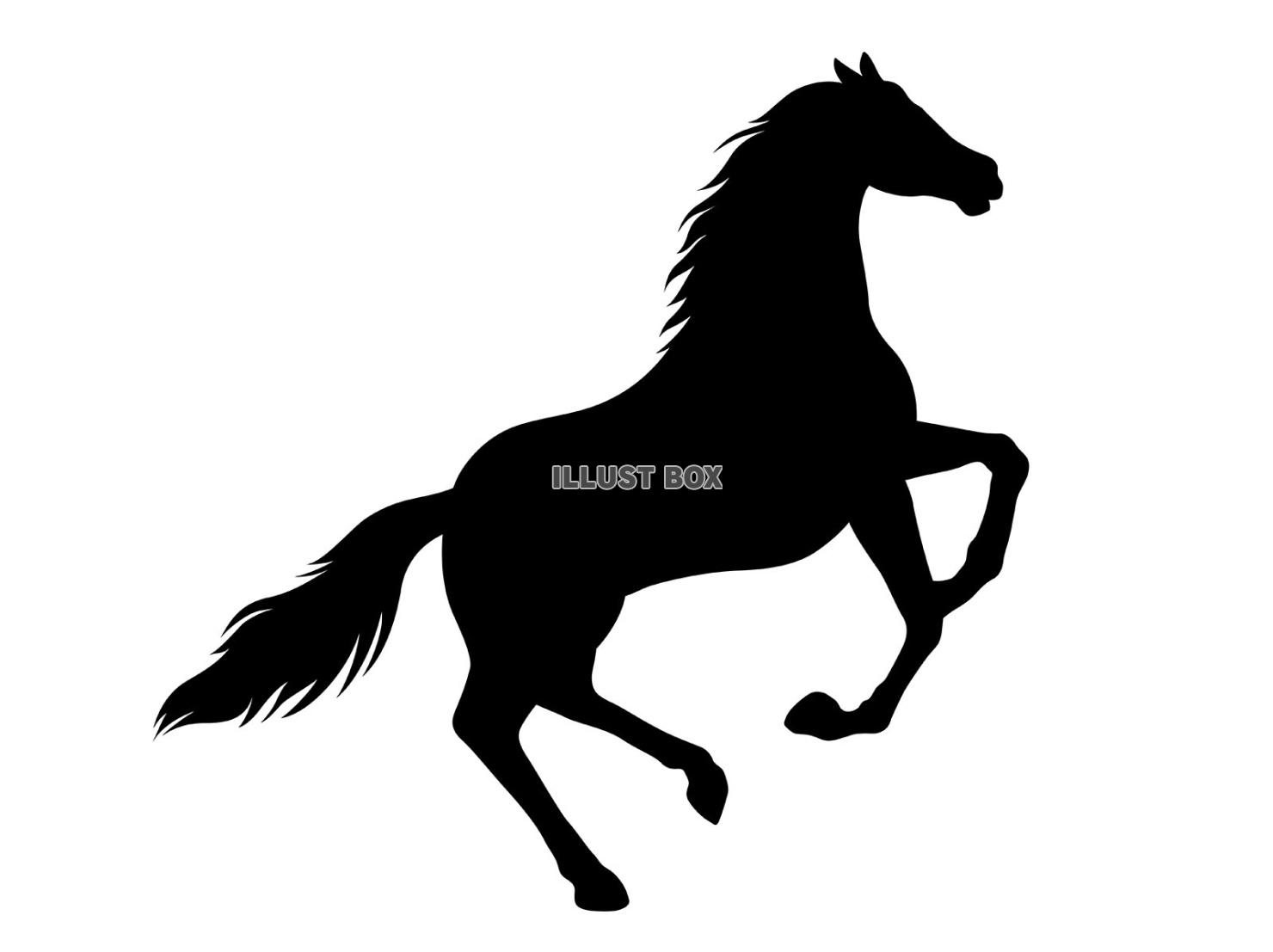 跳ね馬の白黒シルエットイラスト