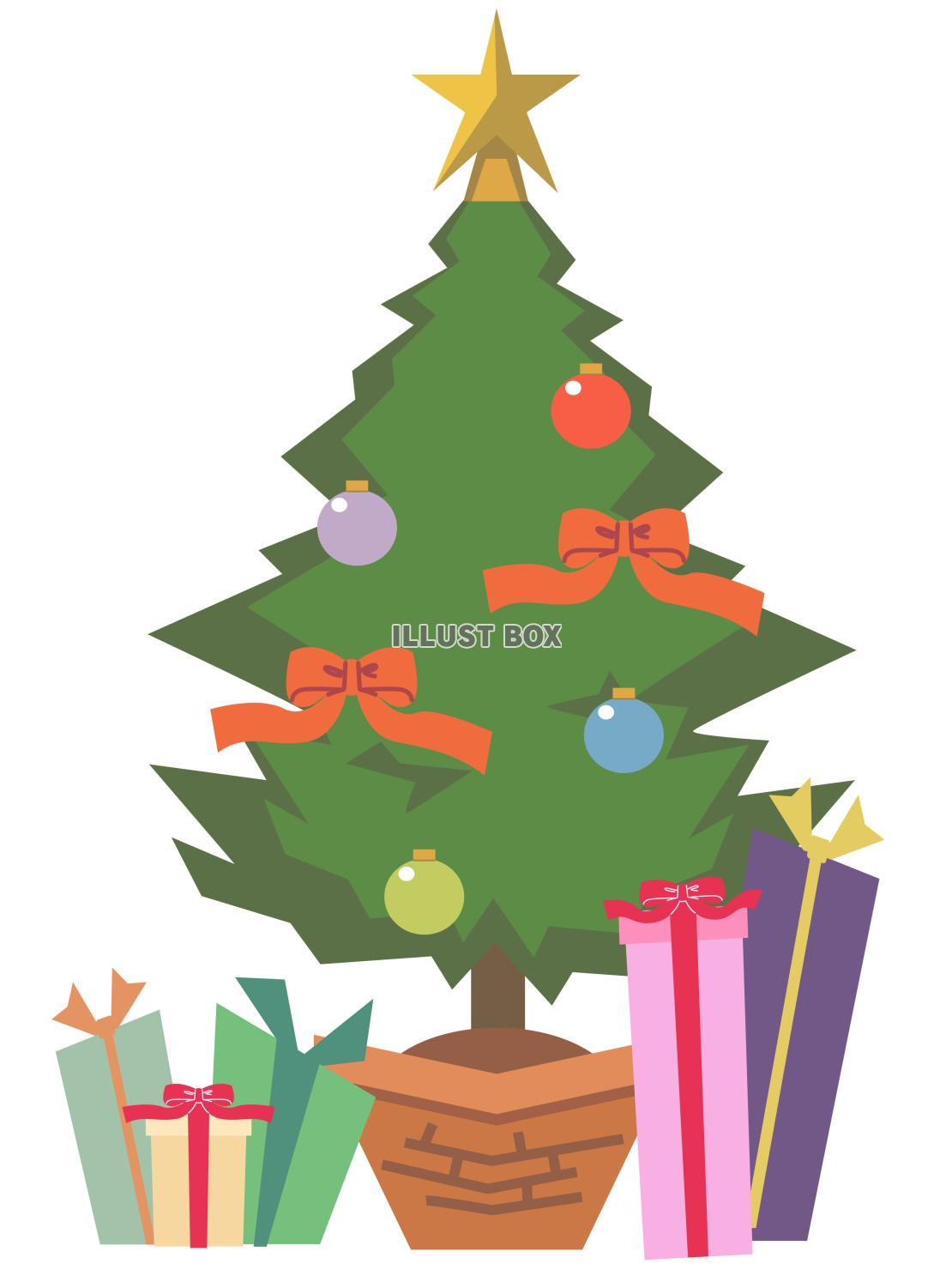 クリスマスツリーとプレゼントボックス　ベクターイラスト