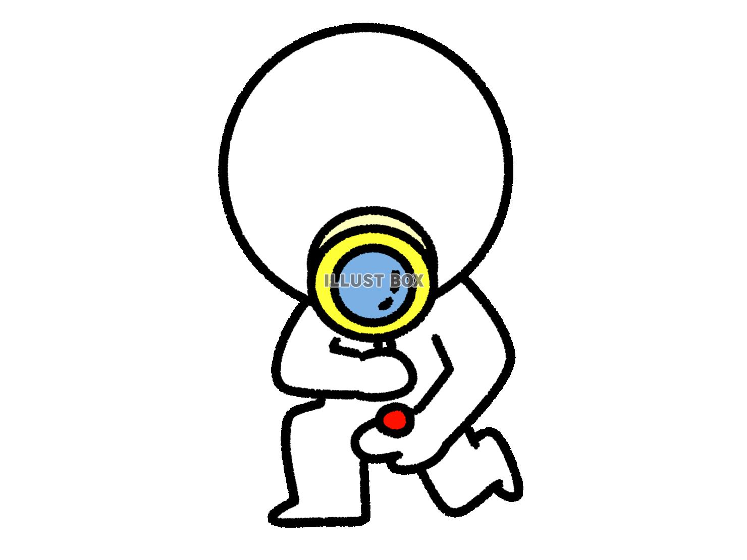 虫眼鏡で小さなものを探る棒人間