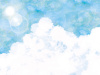 【JPG画像】夏雲入道雲と青空水彩背景壁紙フリー素材 