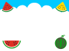 スイカと夏空フレーム　　透過png
