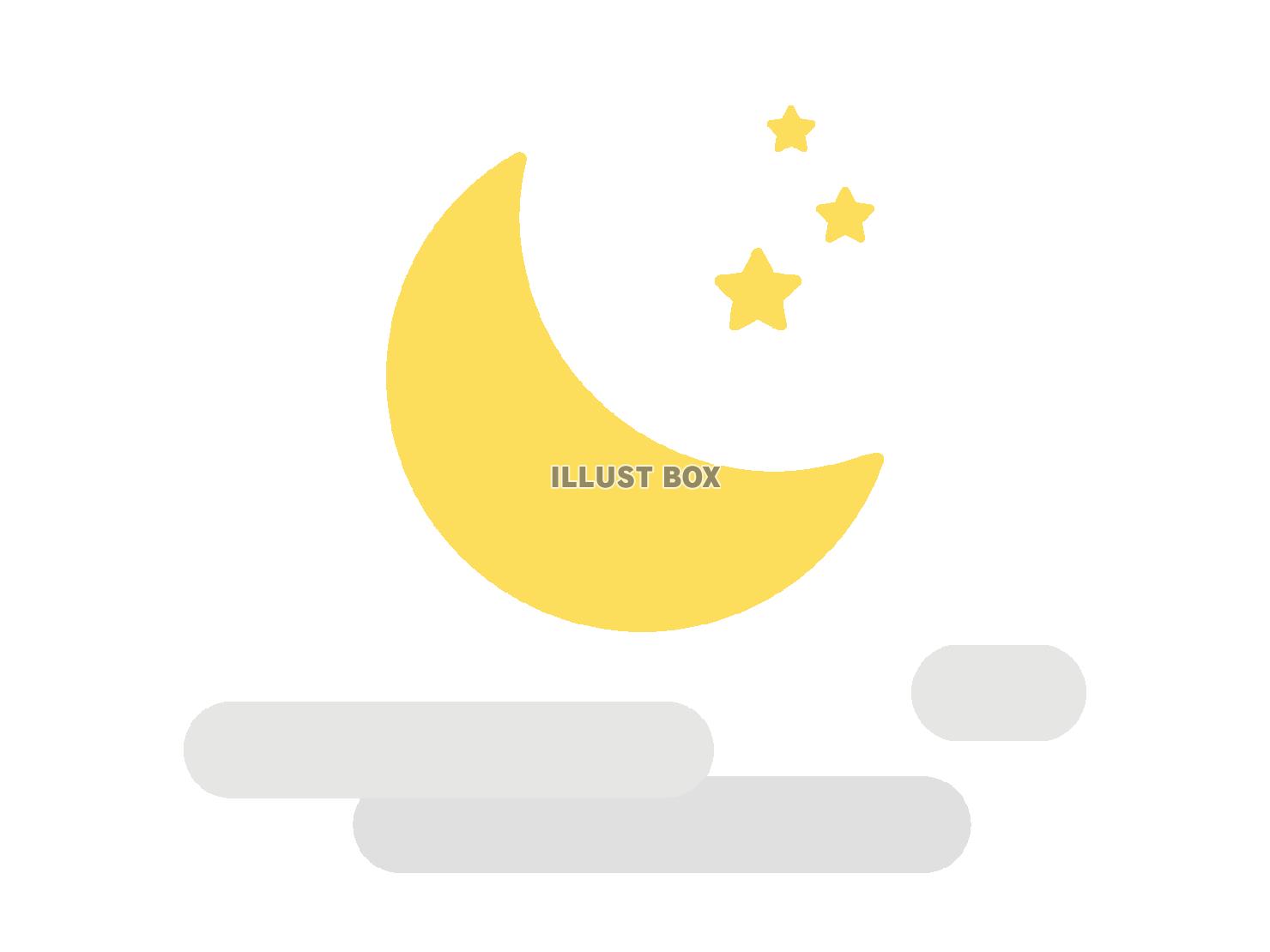 三日月と雲のイラスト 夜のイメージ