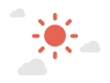 シンプルな太陽と雲のイラスト