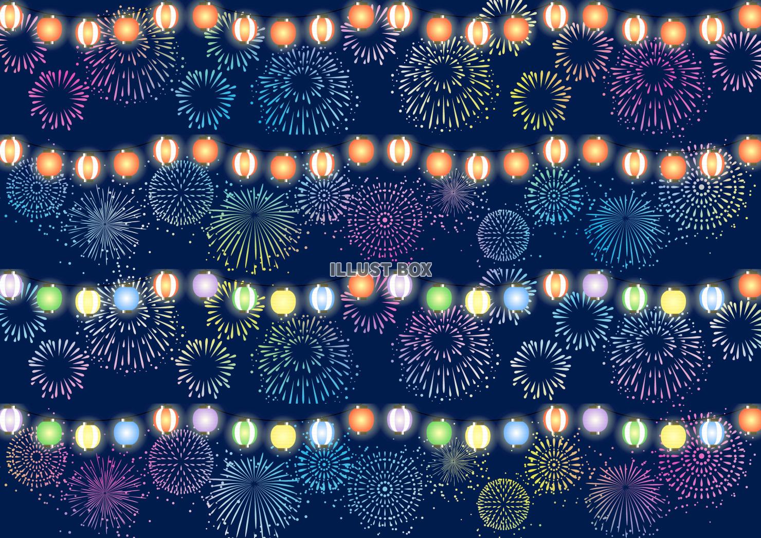 提灯と花火の夏祭りバナーセット