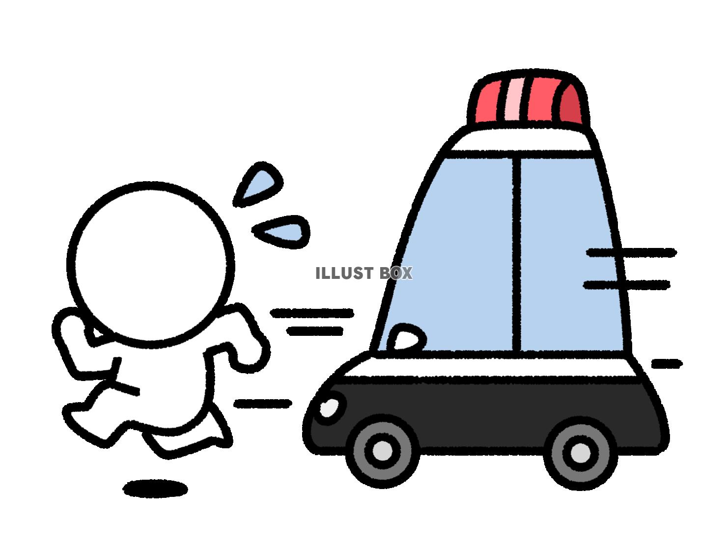 パトカーに追われる棒人間