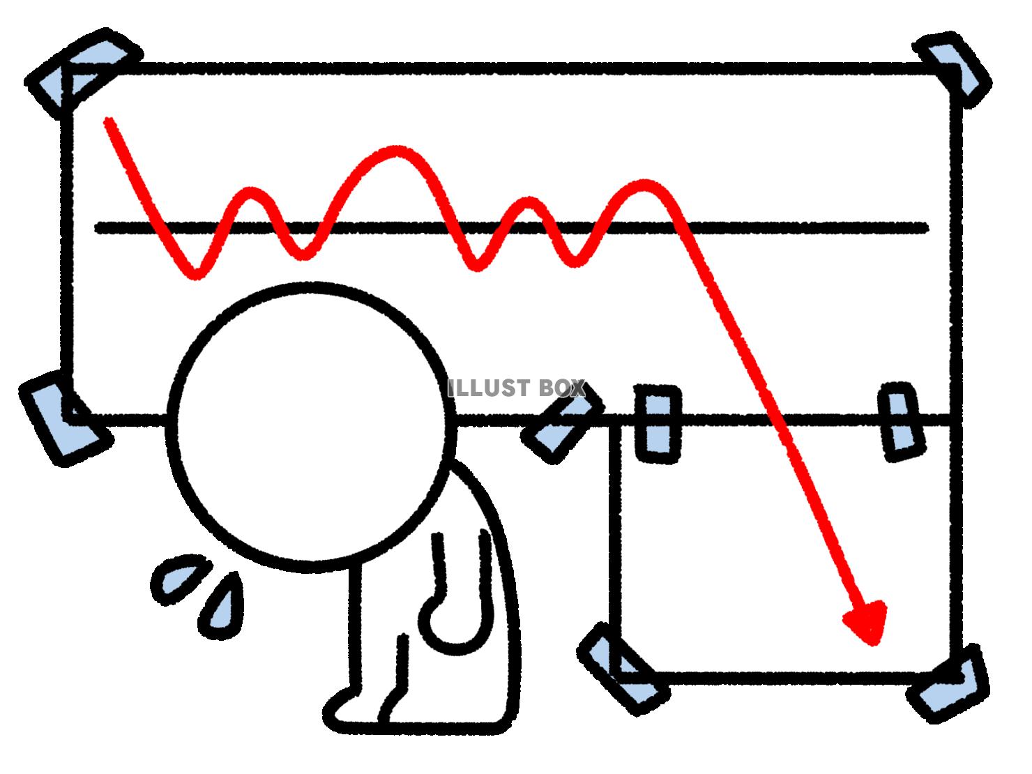 成績が下がってしまい落ち込む棒人間