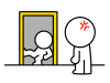 出入口を足でふさぐ棒人間
