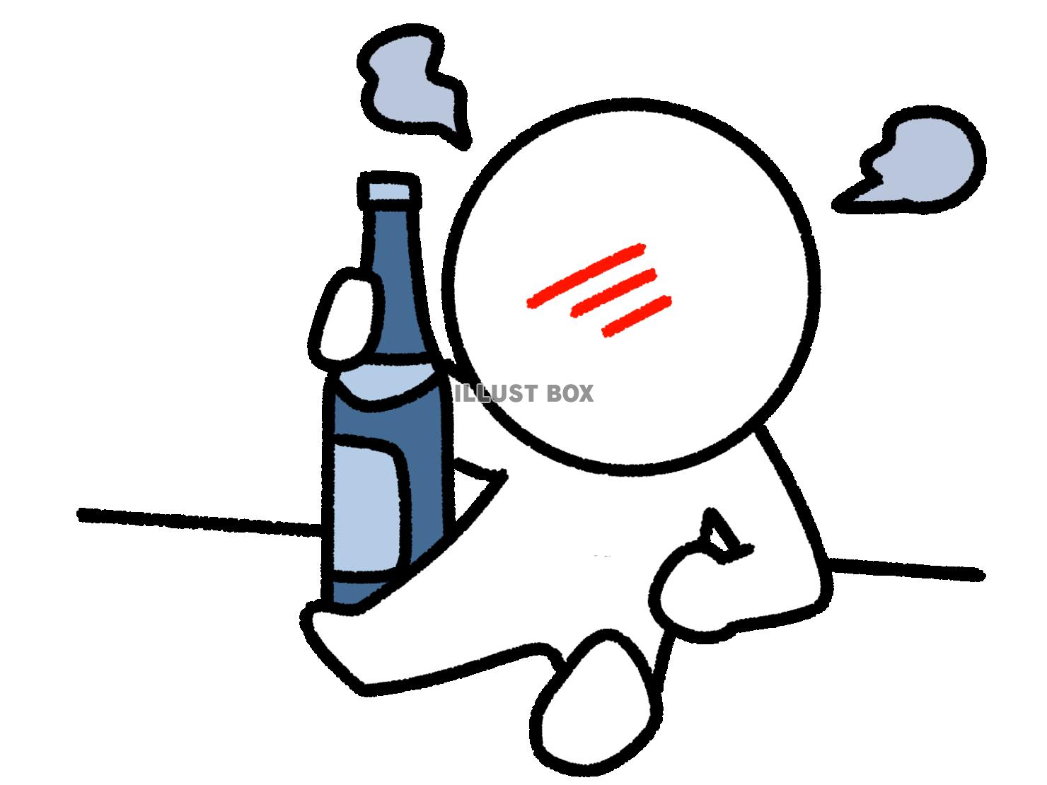 一升瓶を片手に酩酊する棒人間