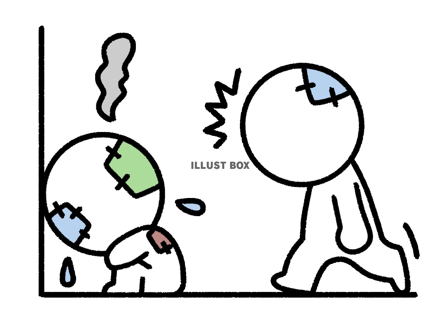 落ち込む貧乏な棒人間