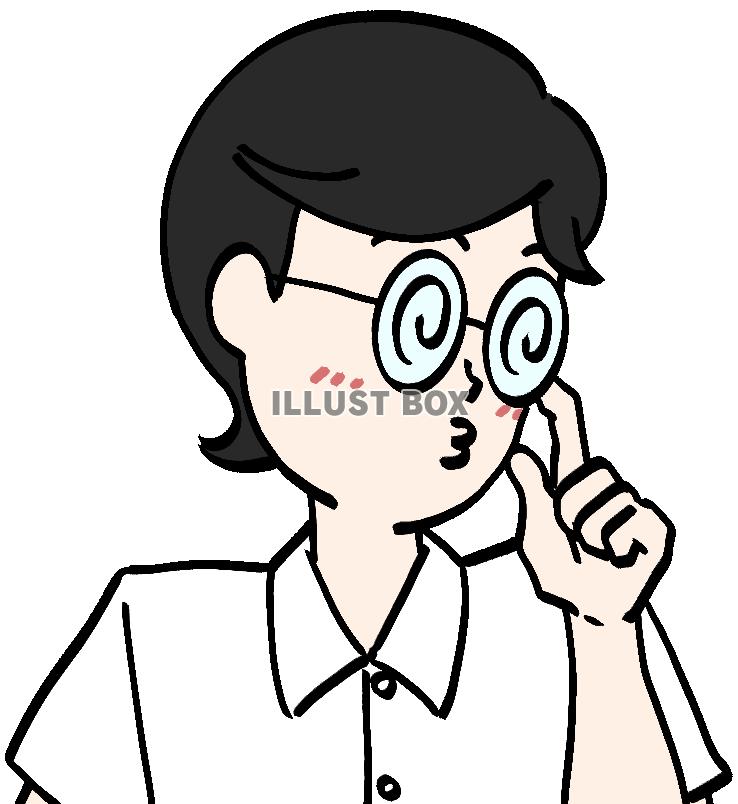 照れる七三分けの男性