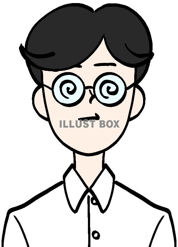 きょとんとしている七三分けの男性