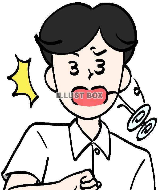 驚いてメガネを落とす男性