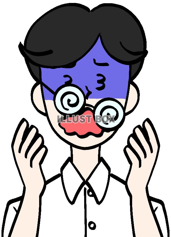 青ざめる七三分けの男性