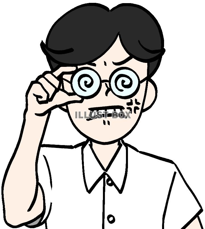 怒っている七三分けの男性