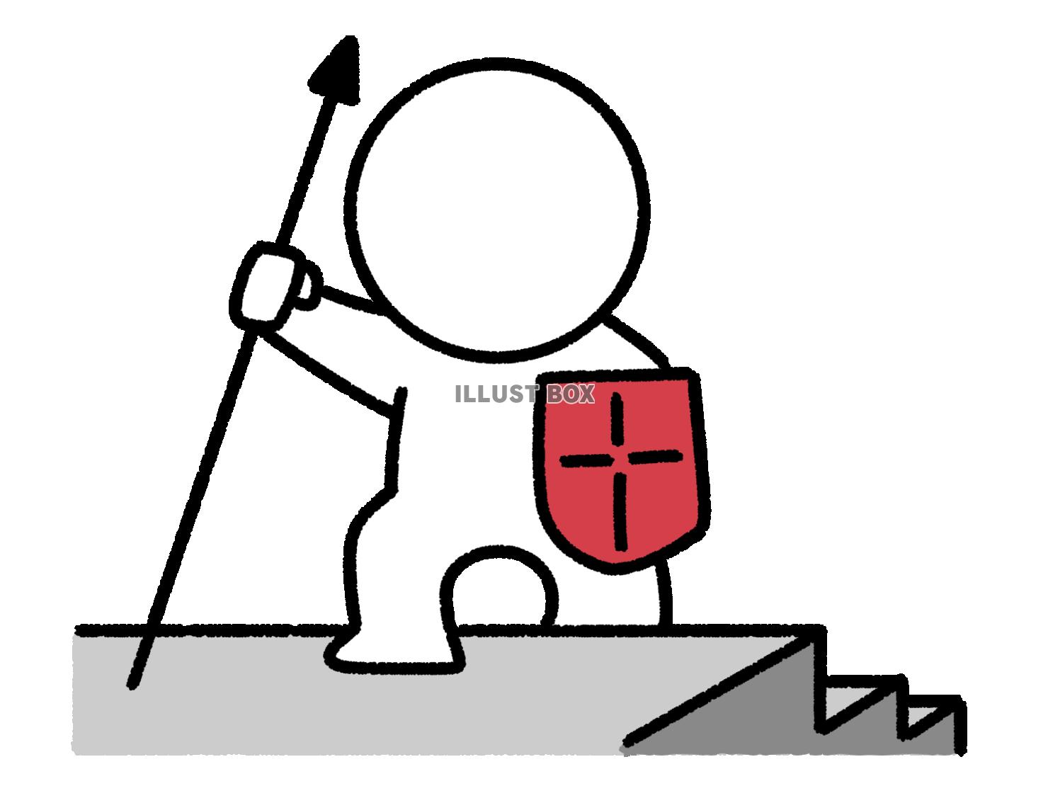 階段を上る棒人間の戦士