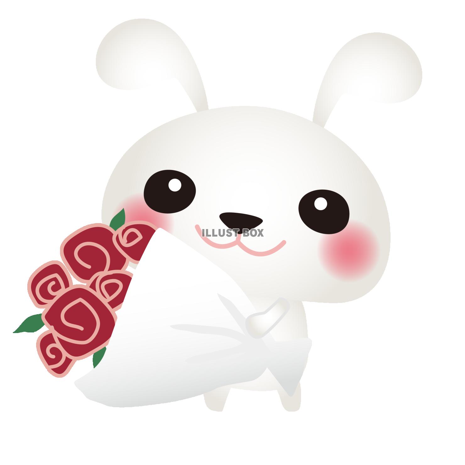 白うさぎ赤の花束