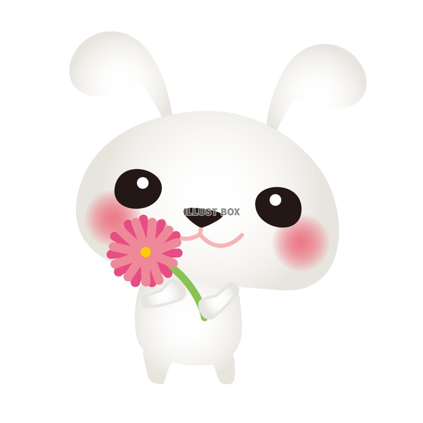白うさぎピンクの花