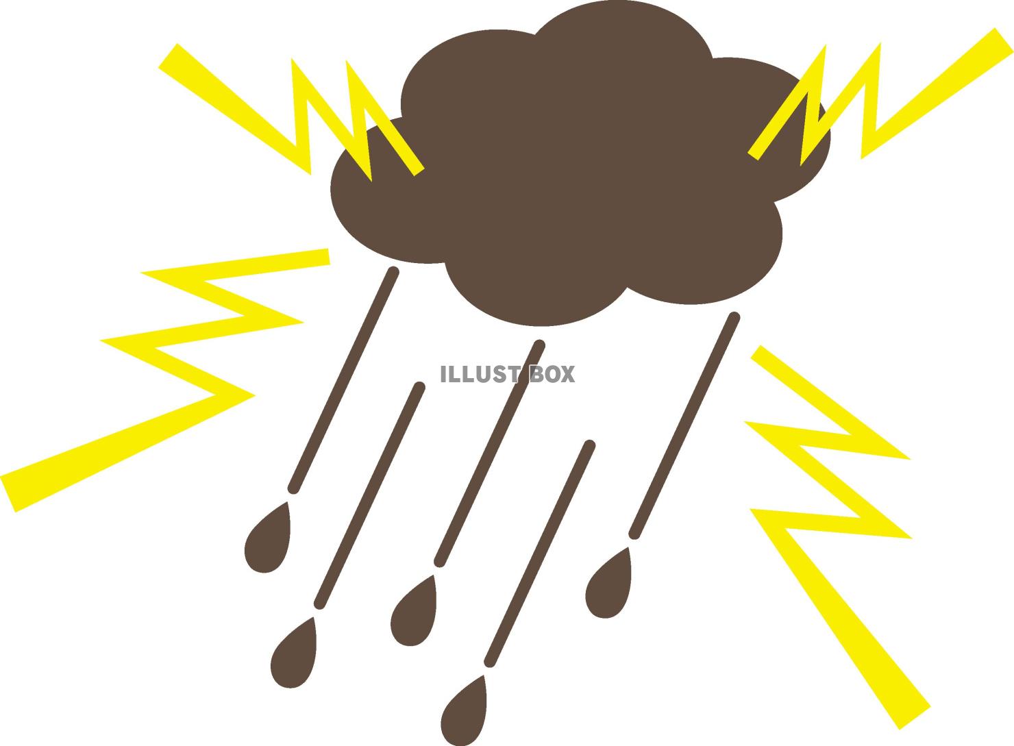 天気、雨雲と稲光のイラスト