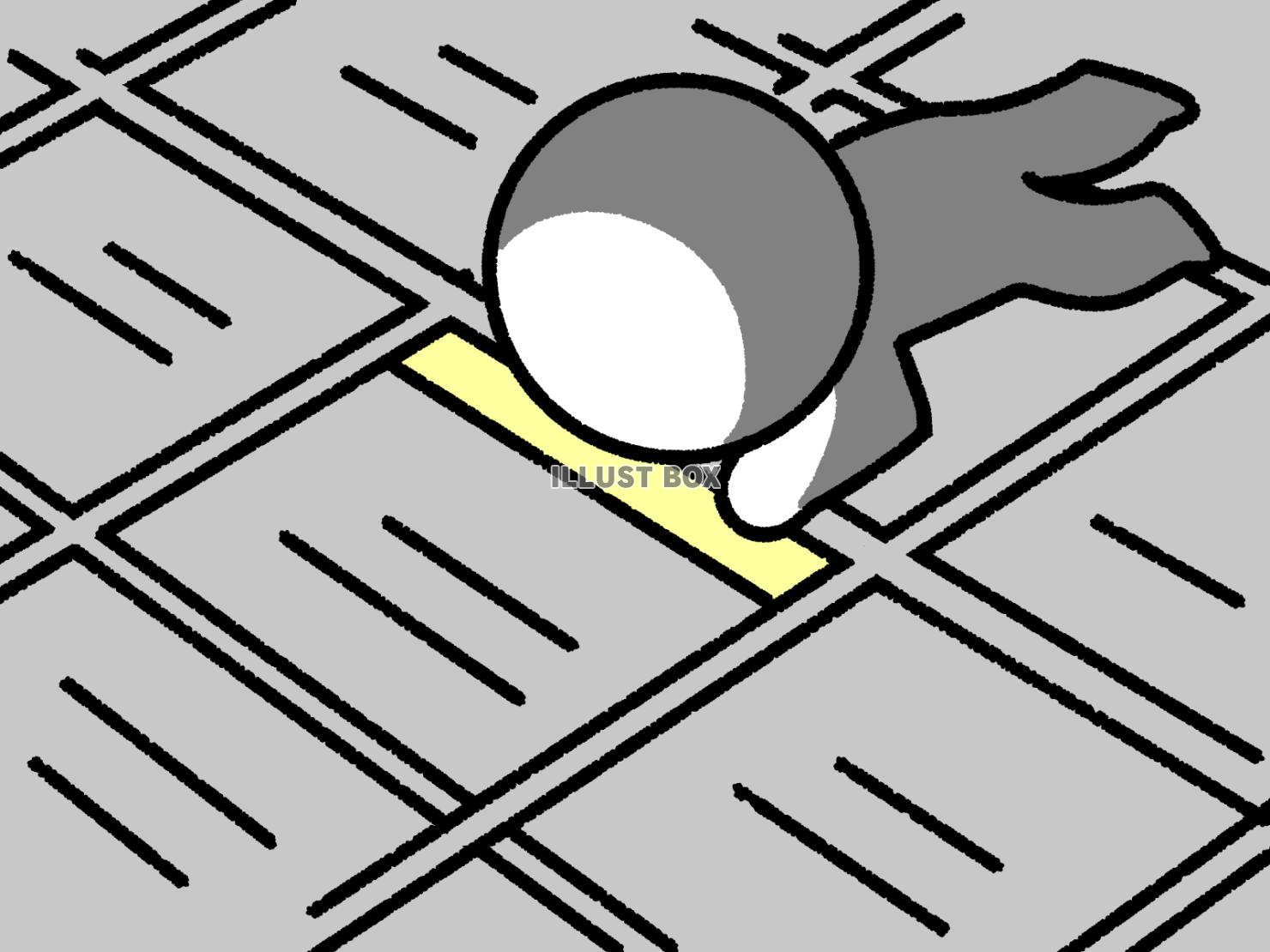 天井裏から覗いている棒人間