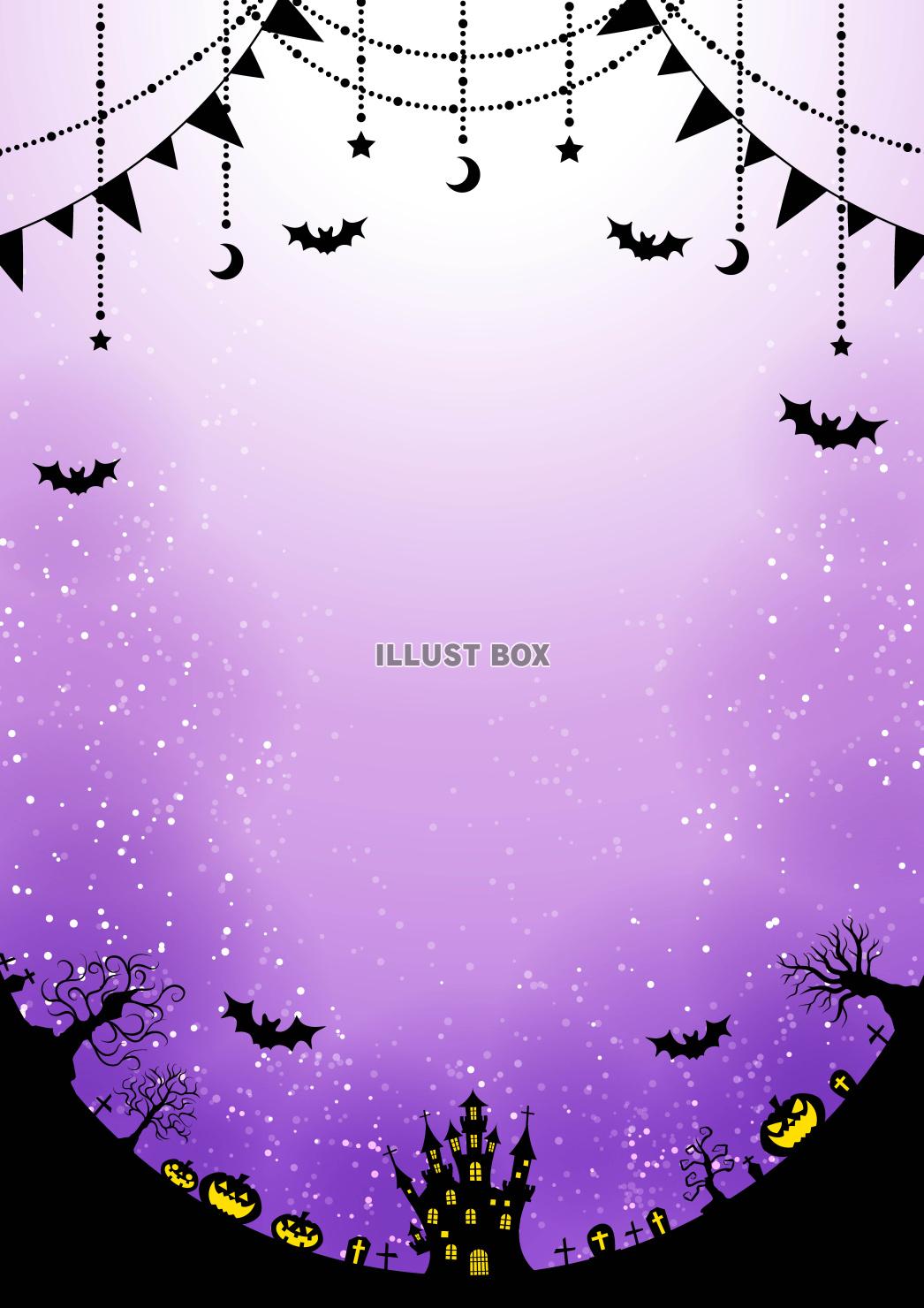 ハロウィン・背景・紫・城・墓・縦
