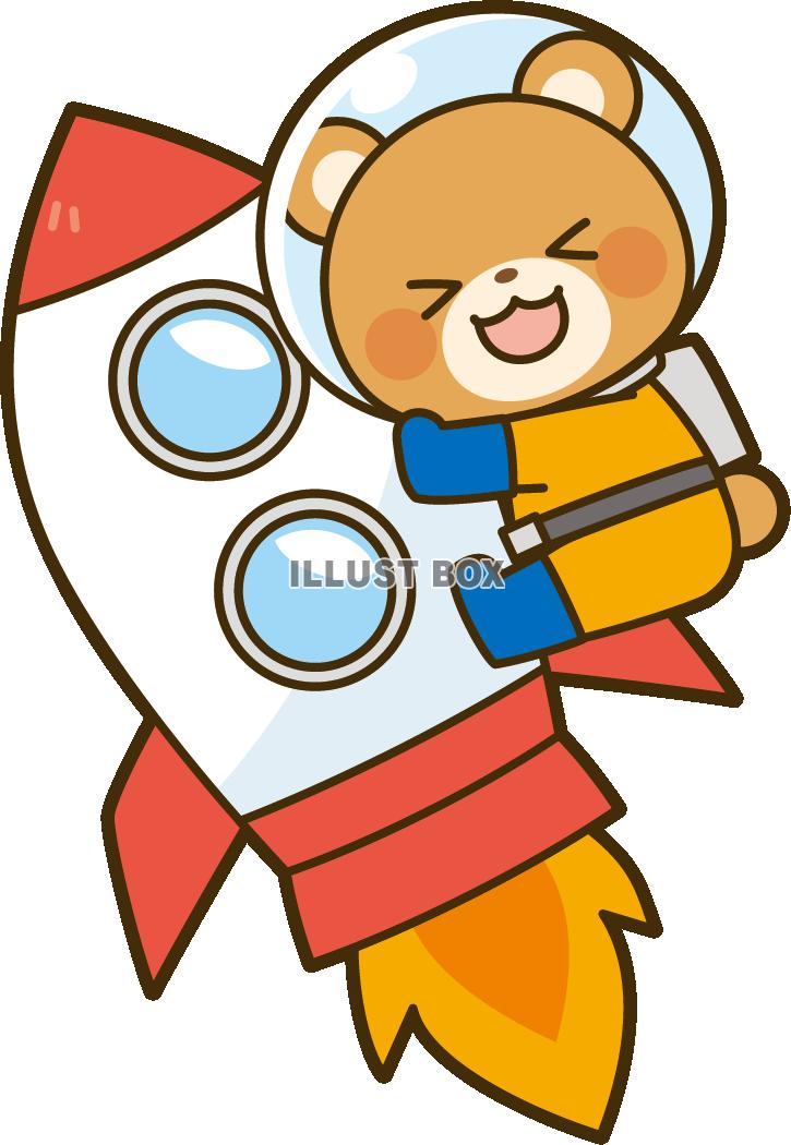 ロケットと宇宙服を着たクマ