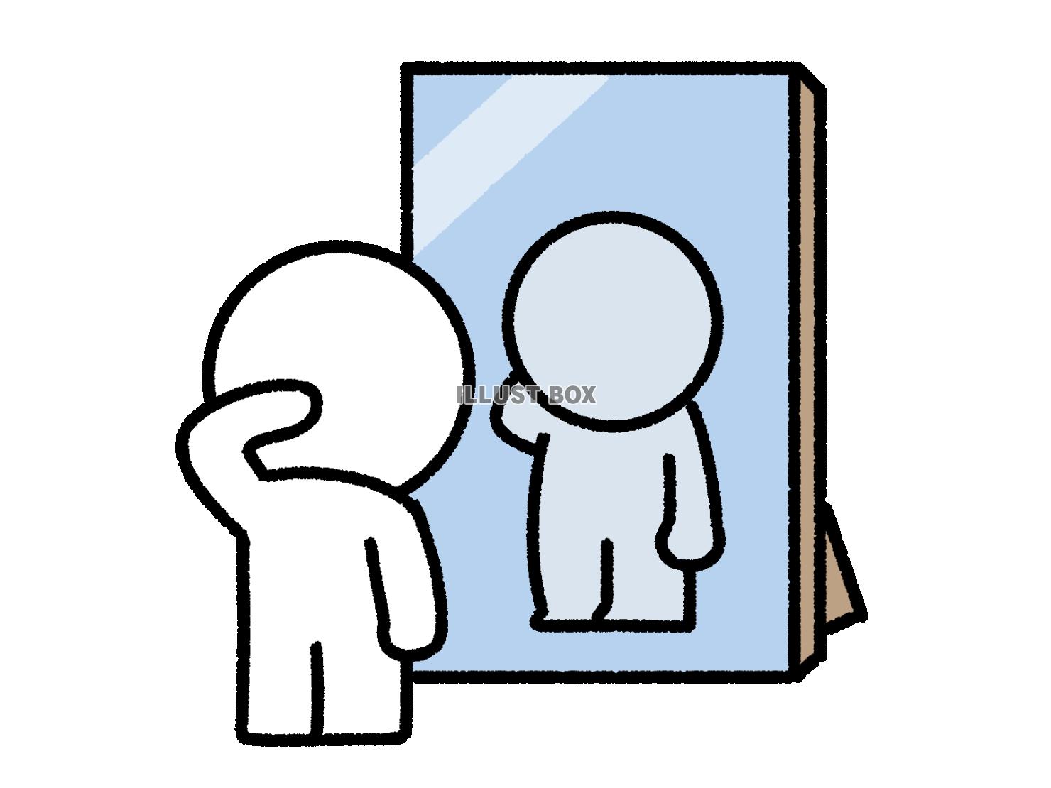 鏡に映してポーズをとる棒人間
