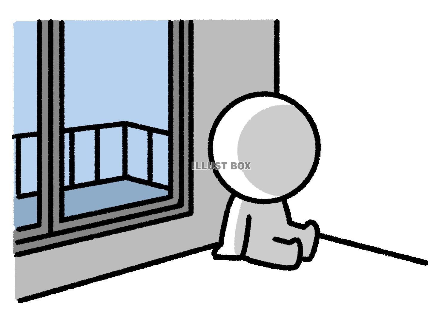 部屋の隅でうなだれる棒人間