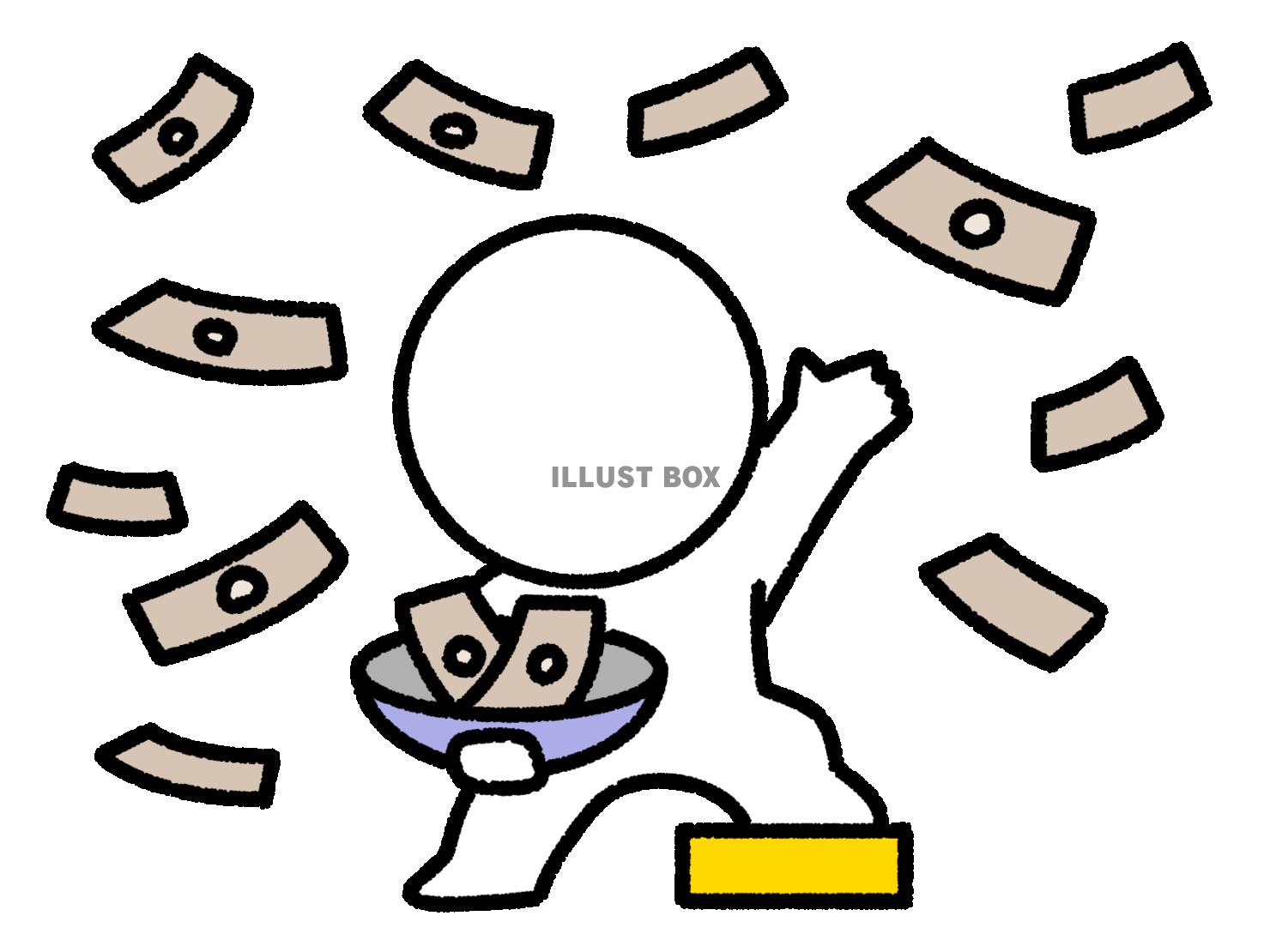 お金をばら撒く棒人間