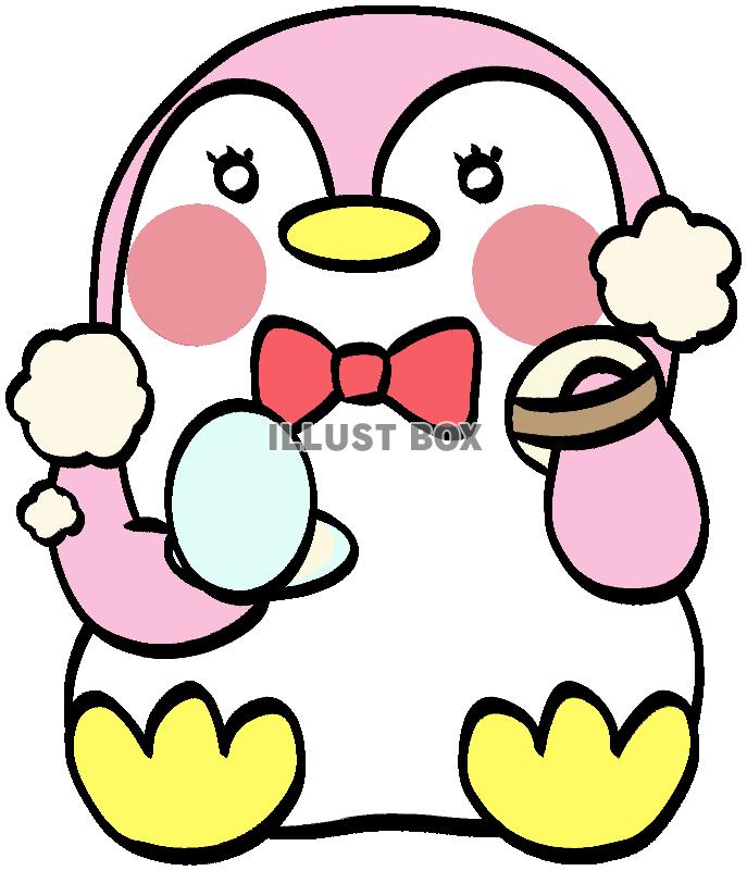 お化粧をするピンクペンギン