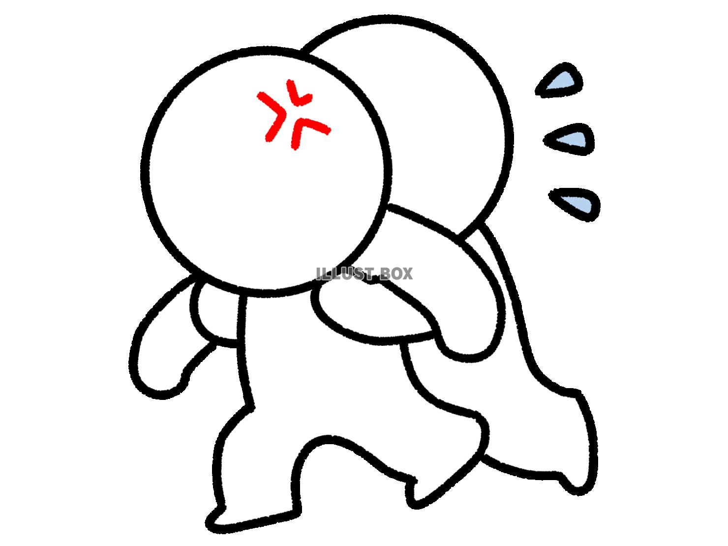 怒る人を羽交い絞めして止める棒人間