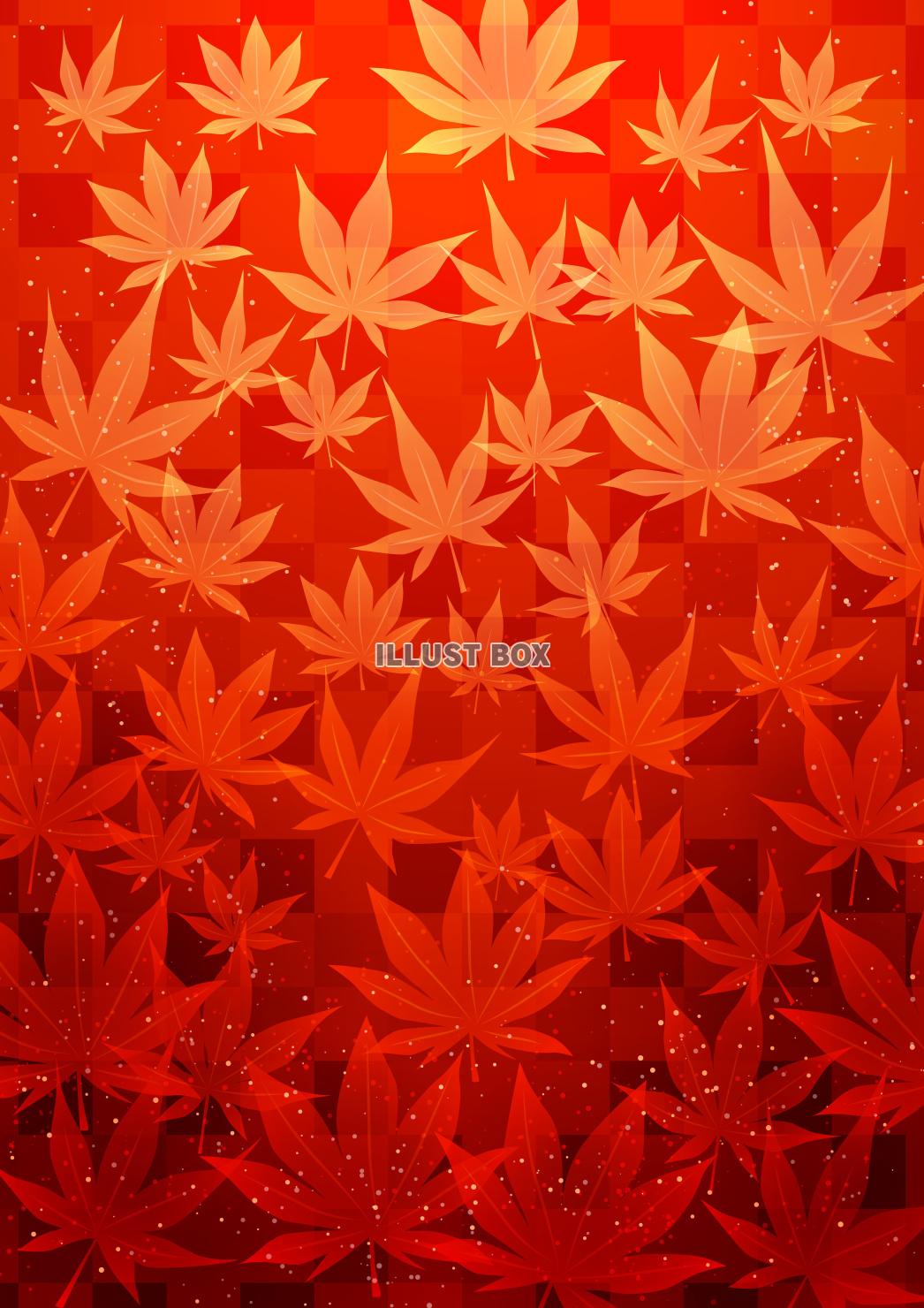 紅葉水中ショー・秋・背景・赤・泡・市松模様・縦
