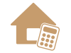 家と電卓のアイコン（住宅の査定のマーク）