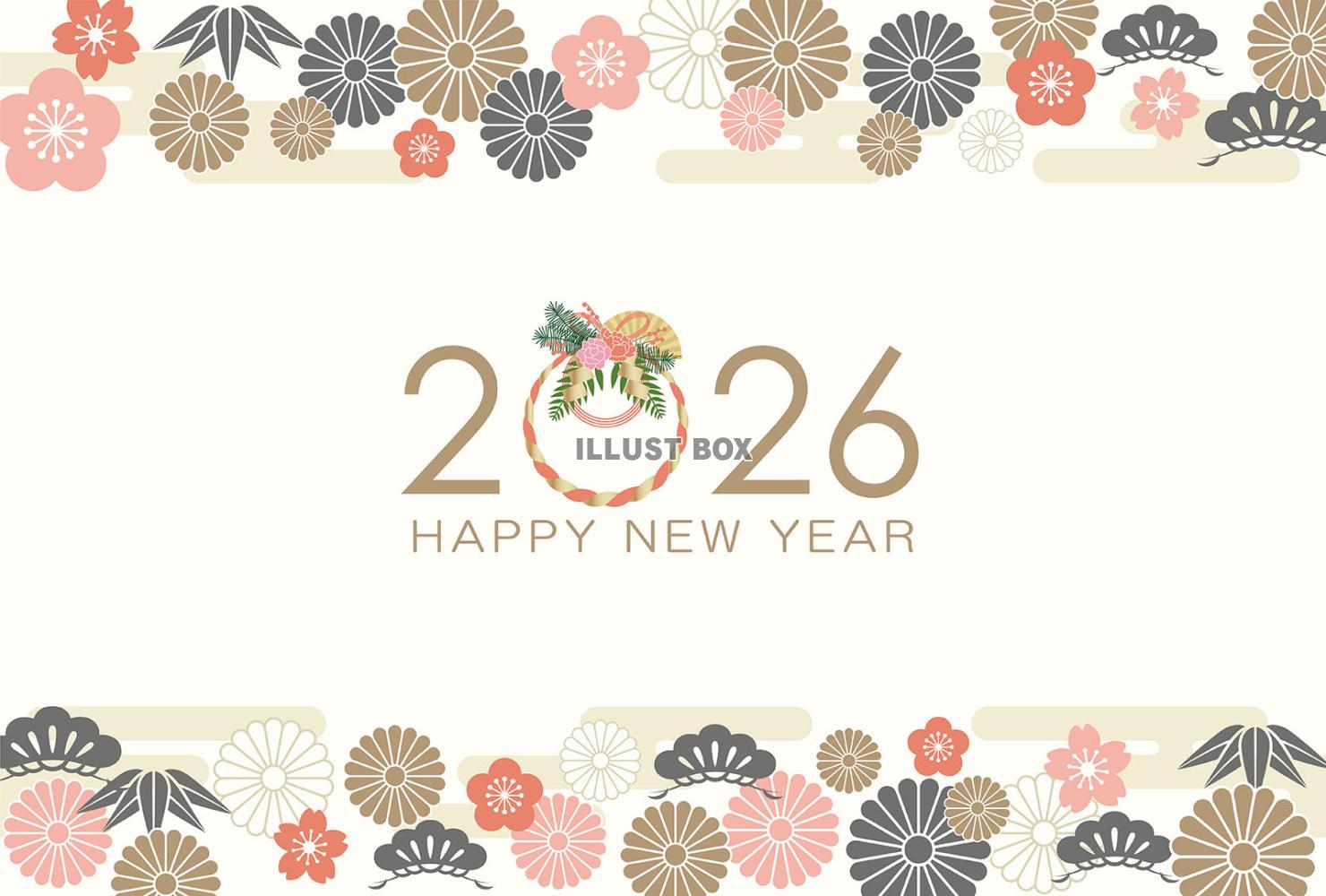 2026年の年賀素材　和柄の背景イラスト