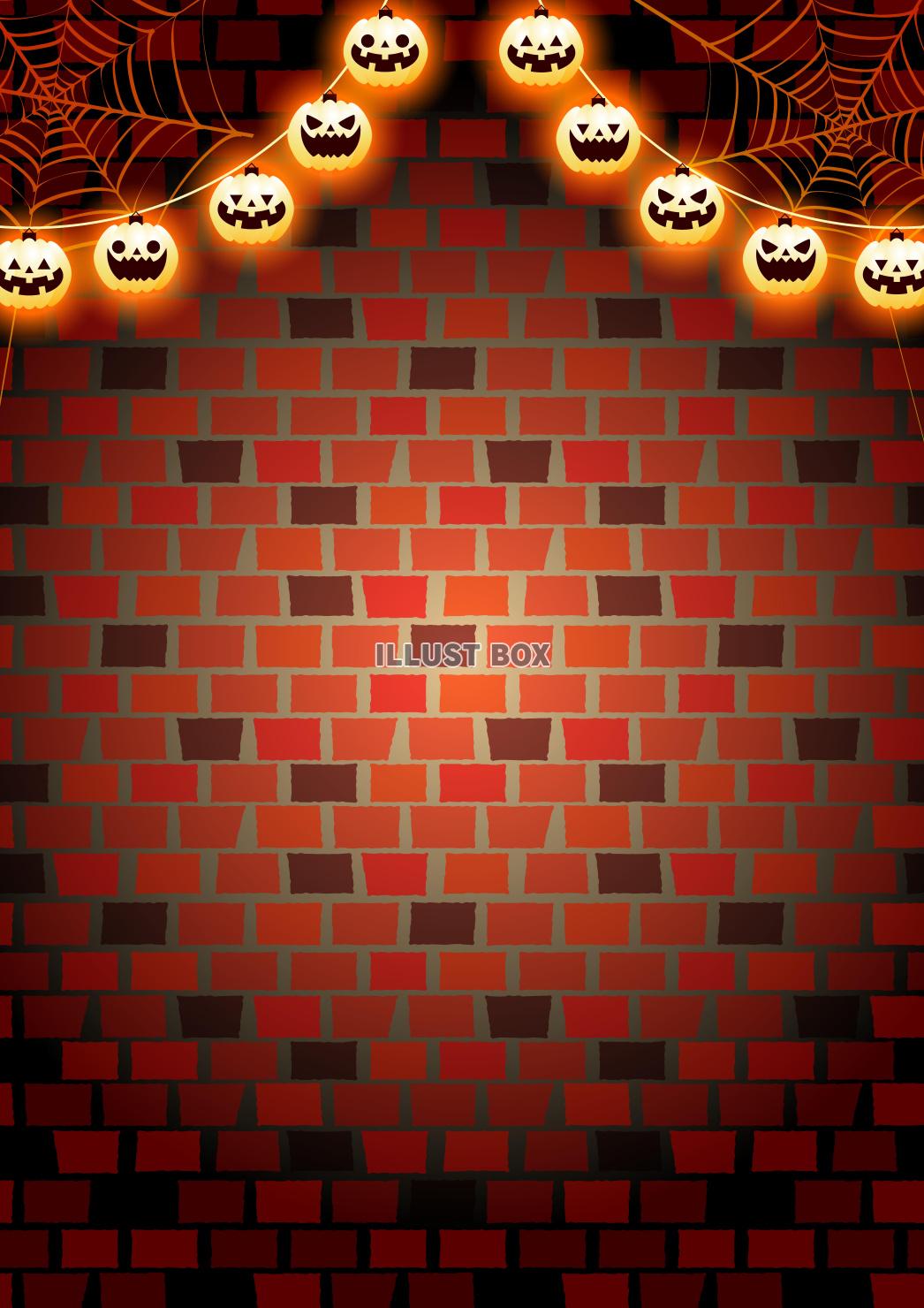 ハロウィン壁背景・レンガ・かぼちゃ・かわいい・縦