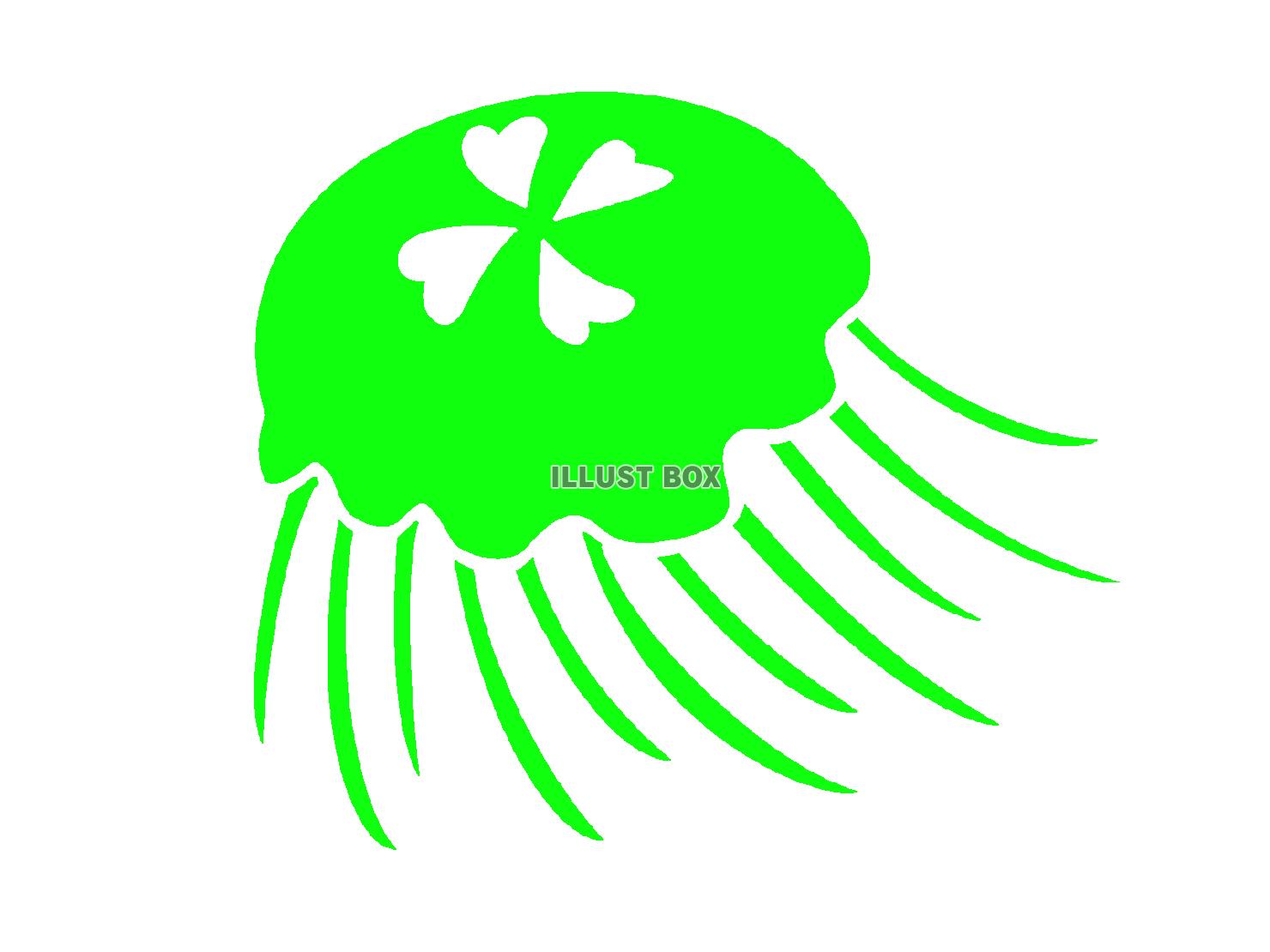 緑色のミズクラゲのシルエット