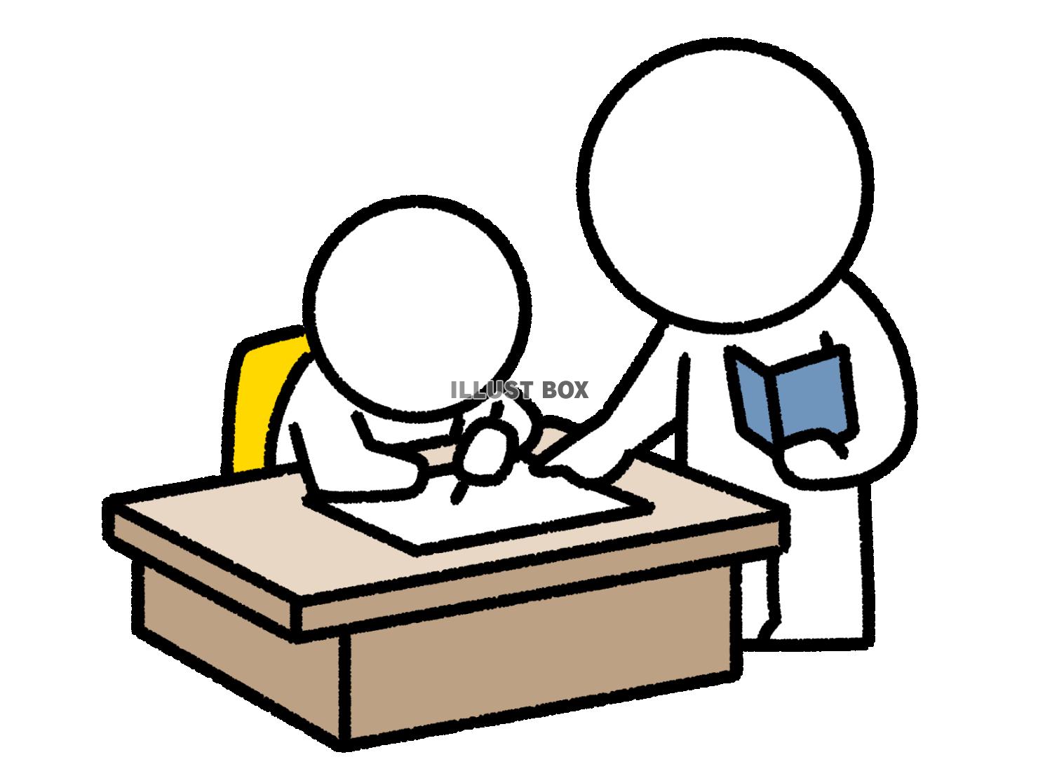 子供に勉強を教える棒人間