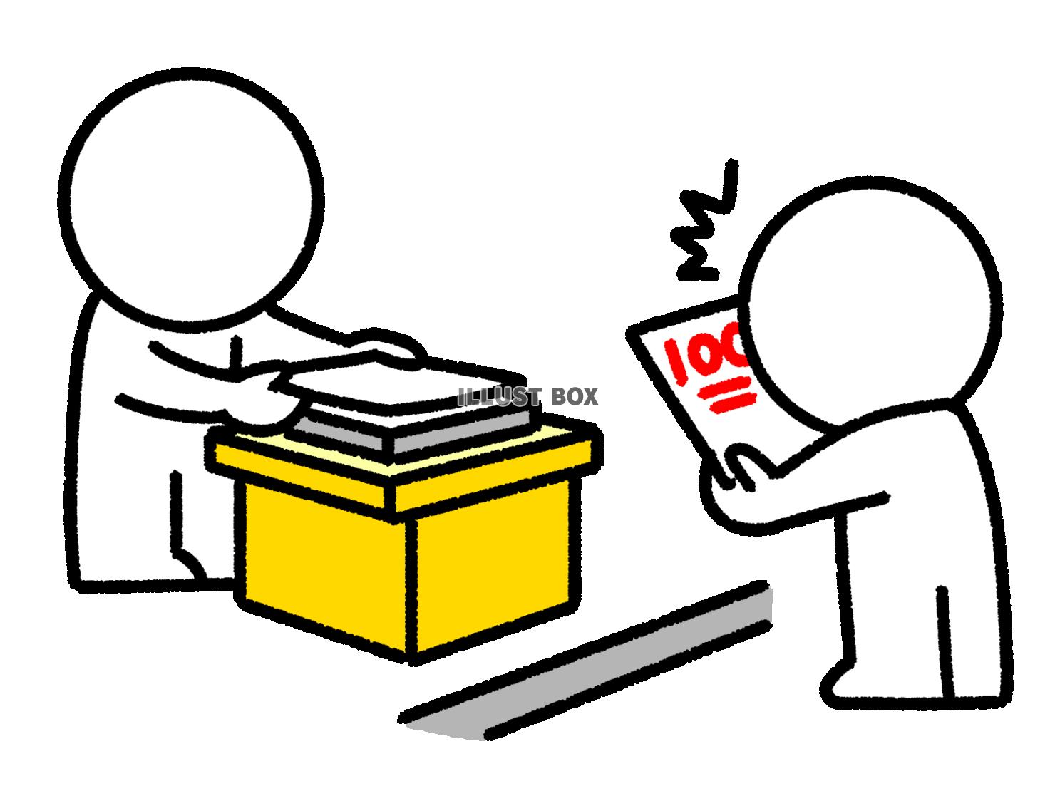 テストの100点に驚く棒人間