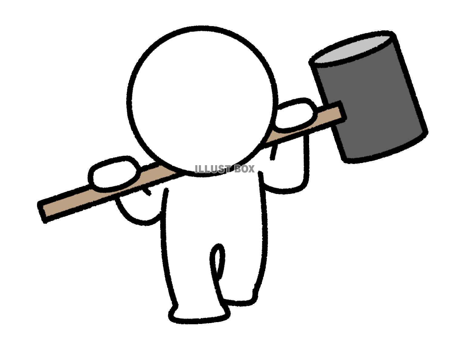 大きなハンマーを担ぐ棒人間