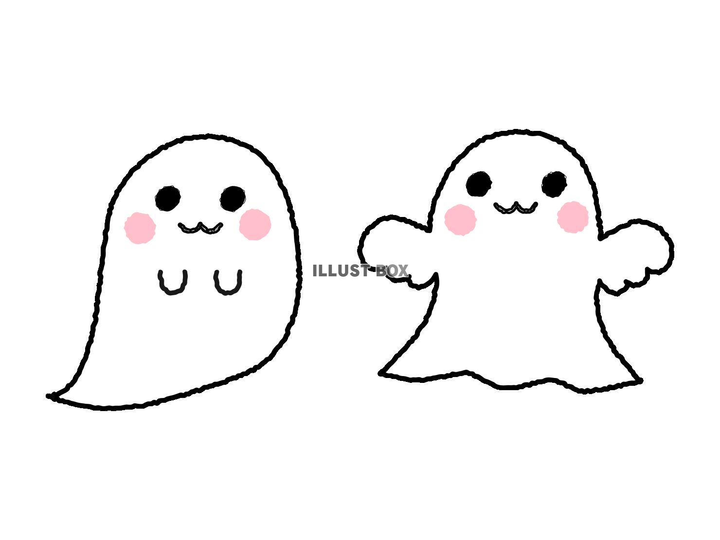  ハロウィンのかわいい手描きおばけ 