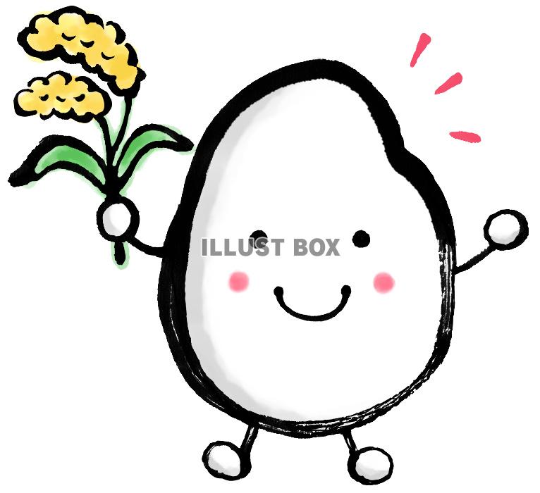 筆絵のかわいいお米のキャラクター１